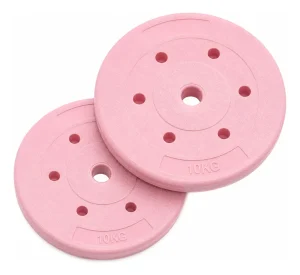 Par Discos Rosa Pre-olímpico Pvc 10kg C/u Total 20kg Rosa