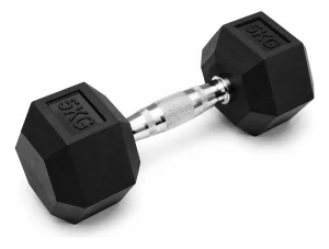 Mancuerna Cromada Hexagonal Caucho 5 Kg Crossfit Negro