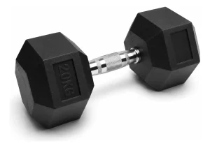 Mancuerna Cromada Hexagonal Caucho 20kg Crossfit Negro