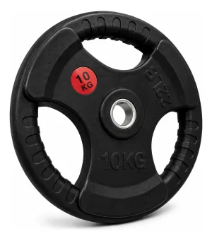 Disco Engomado Preolimpico Con Agarre 10 Kg Crossfit Negro