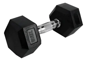 Mancuerna Cromada Hexagonal Caucho 7.5 Kg Crossfit Negro