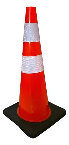 Cono Vial 70cm 2 Cintas Reflectantes Base Caucho Naranja