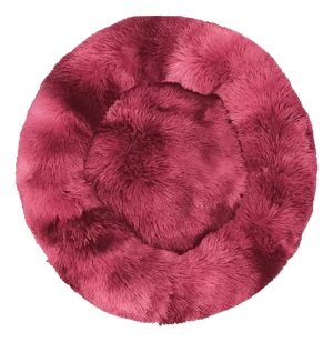 Cama De Felpa Suave Antiestrés Para Perros Y Gatos 70cm Color Bordó