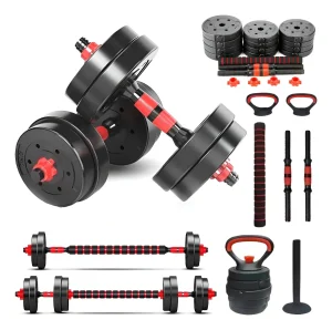 Set De Mancuernas - Barra Ajustables 30 Kg 3 En 1
