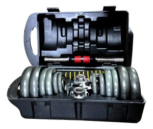 Set De Mancuernas De 20kg Con Maleta (discos De Fierro) Negro