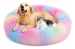 Cama De Felpa Suave Antiestres Para Perros Y Gatos MULTICOLOR