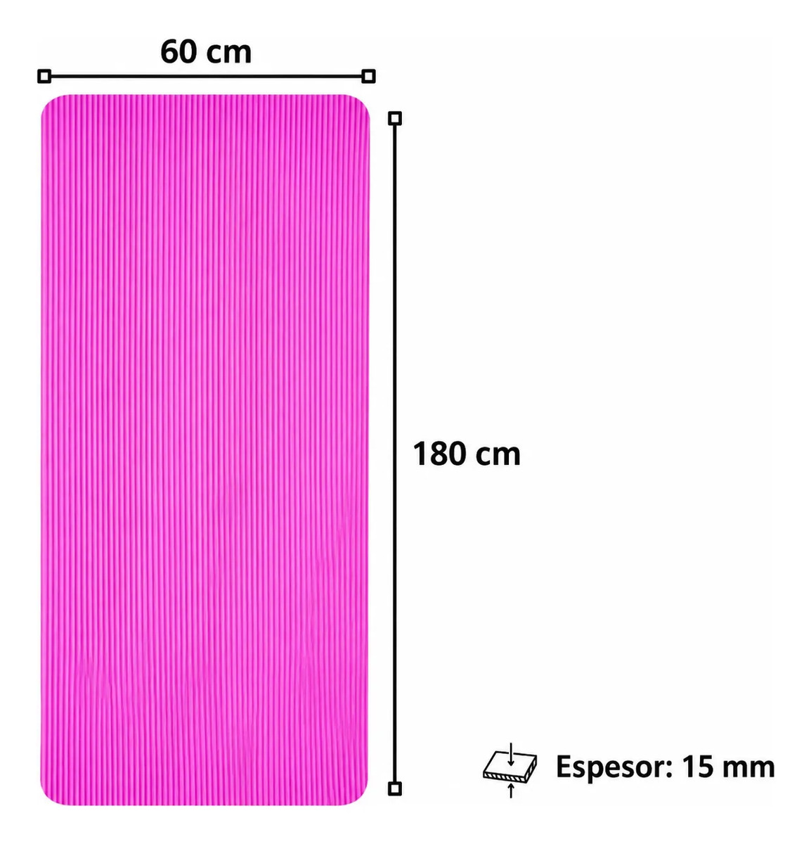 Mat Yoga Colchoneta Ejercicio Grueso 15mm Bolso Y Correa ROSA OSCURO - Imagen 2