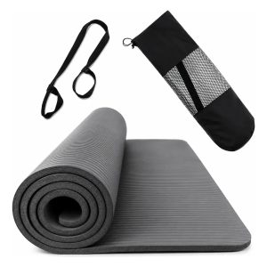 Mat Yoga Colchoneta Deporte 10mm + Correa + Bolso Transporte Color GRIS