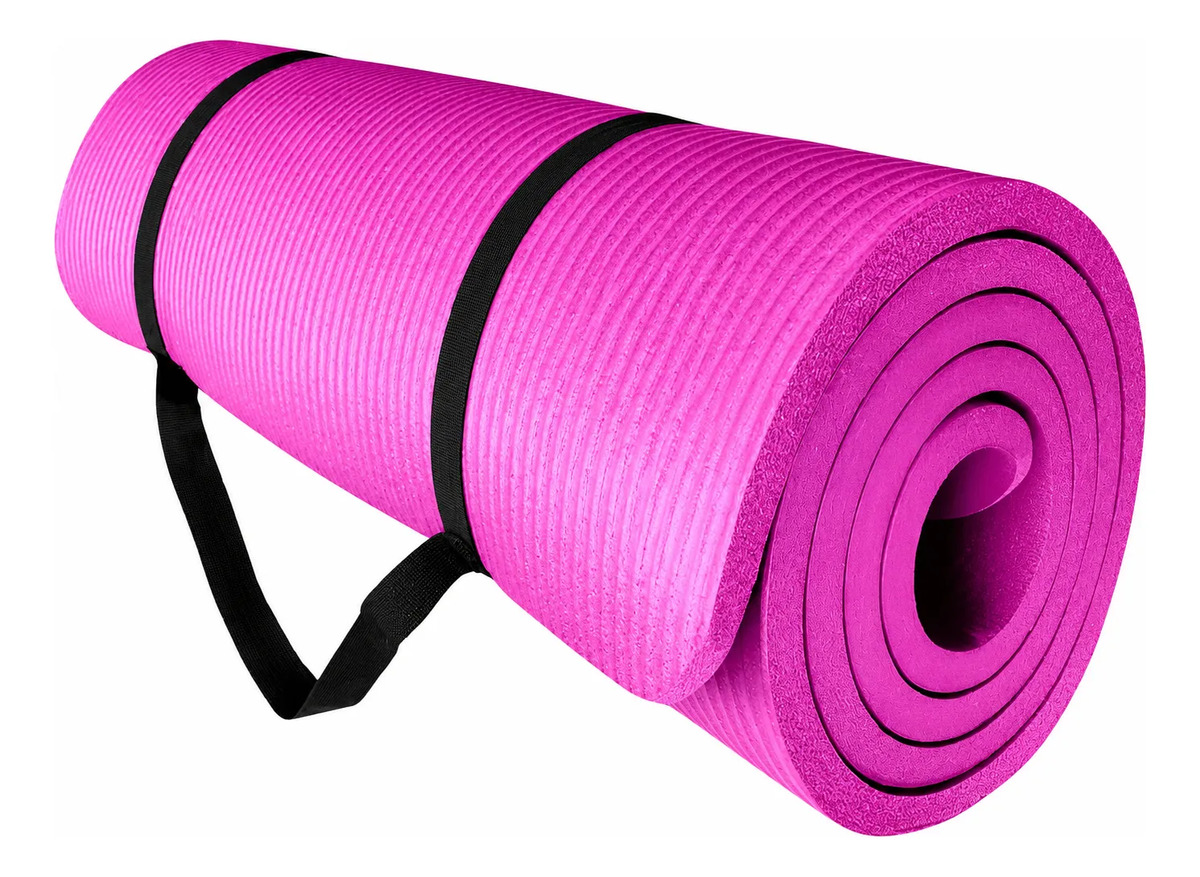 Mat Yoga Colchoneta Ejercicio Grueso 15mm Bolso Y Correa ROSA OSCURO - Imagen 9