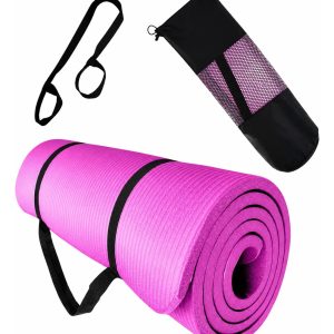 Mat Yoga Colchoneta Ejercicio Grueso 15mm Bolso Y Correa ROSA OSCURO