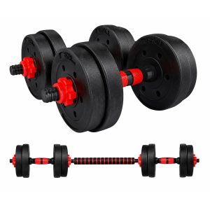 Set Mancuernas Ajustable 10kg Convertible a Barra con Extensor