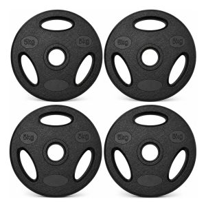 Set 4 Discos OLIMPICO Con Agarre PVC 5 Kg C/u Total 20kg